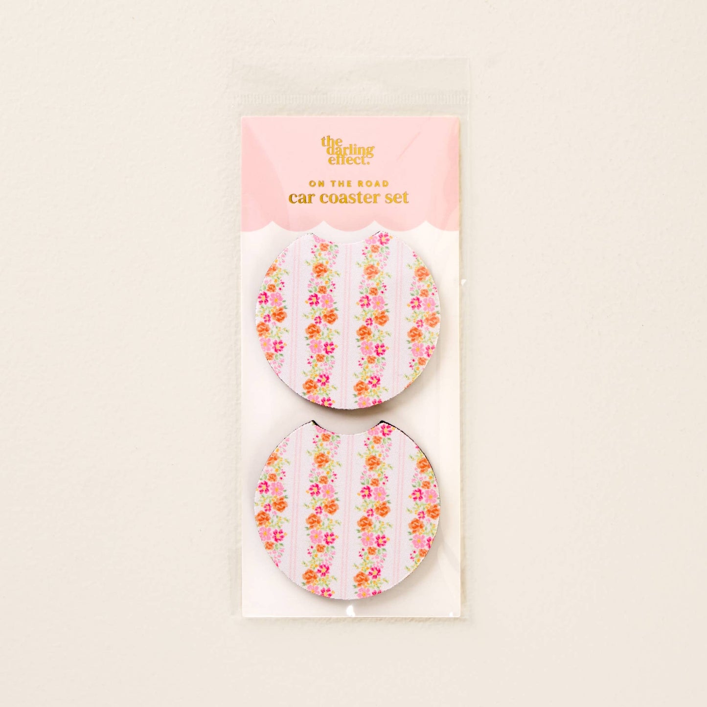 On the Road Car Coaster Set in Petal Parade Pink