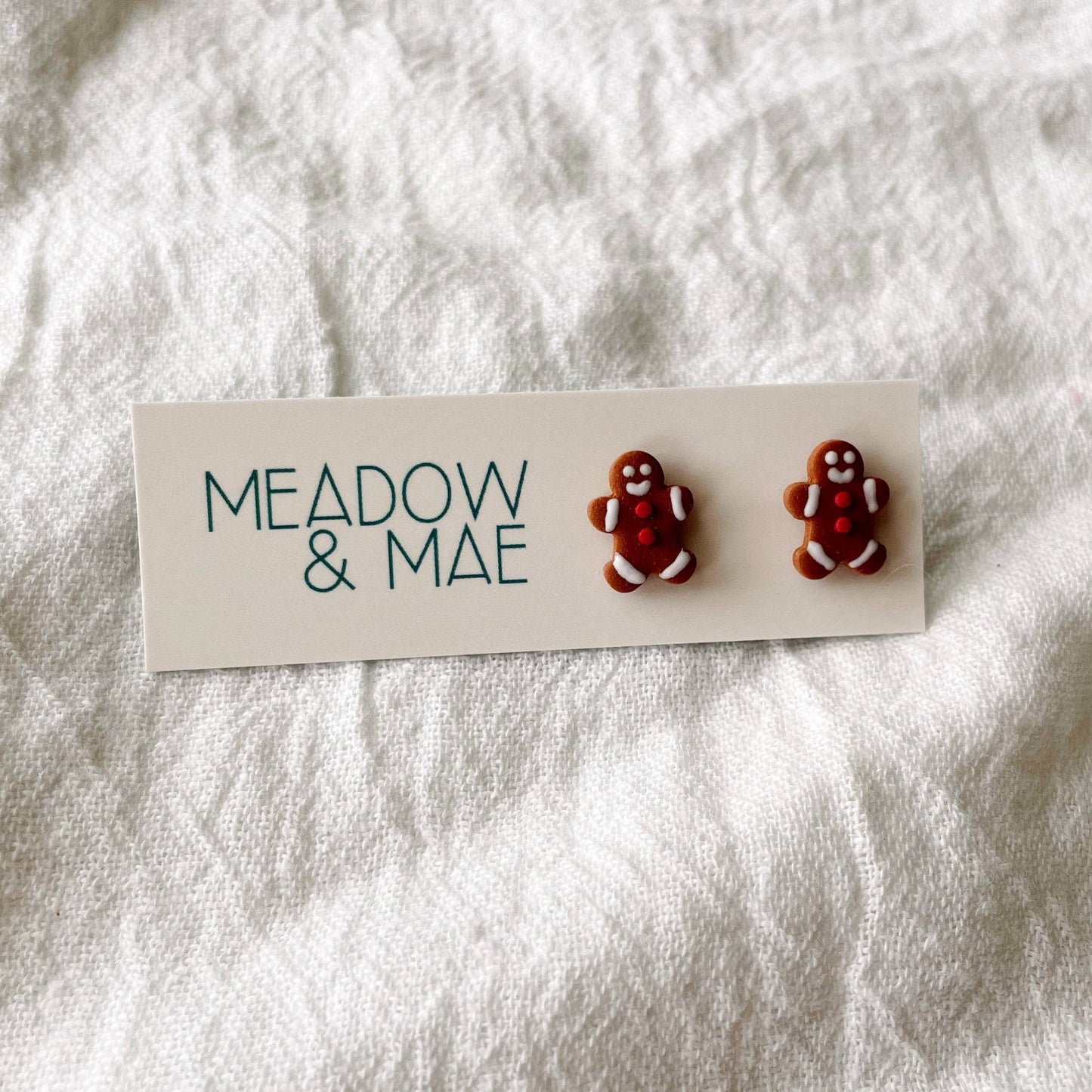 Bake My Day Studs | Polymer Clay Gingerbread Man Earrings
