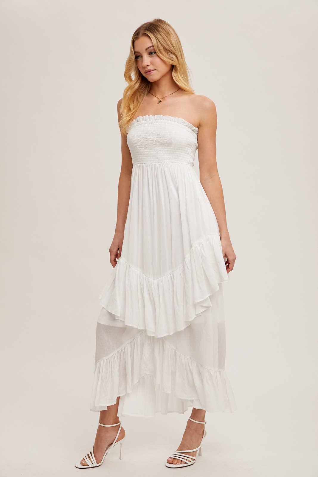 Alicia Smocked Strapless Tiered Dress