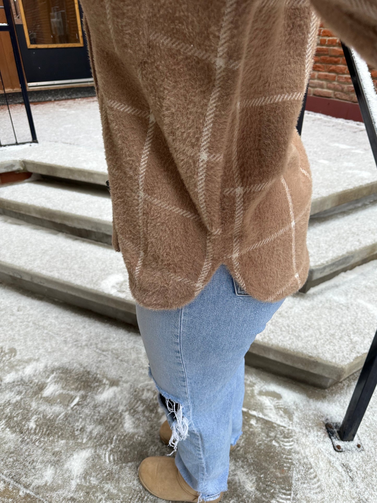 Toni Plaid Tucker Jacket in Heather Taupe