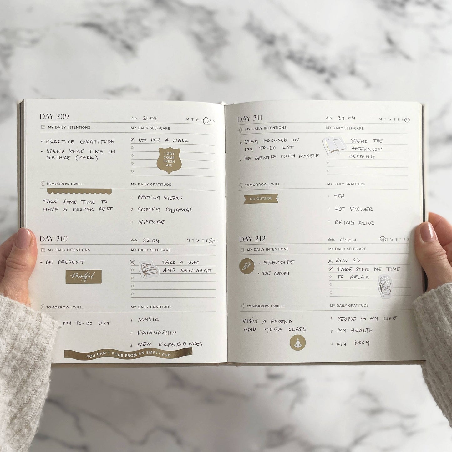 My Daily Self-Care (Pebble) intentions and gratitude journal