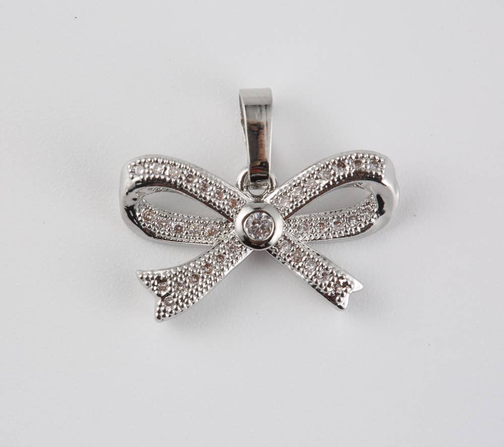 Gold Filled Ribbon Bow in Silver