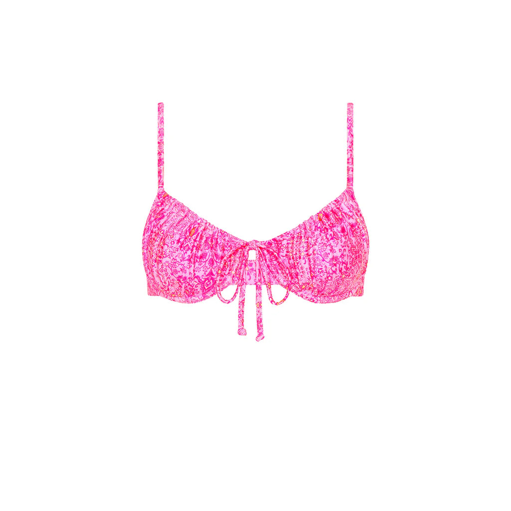 Ruched Underwire Bra Bikini Top in Rose Quartz