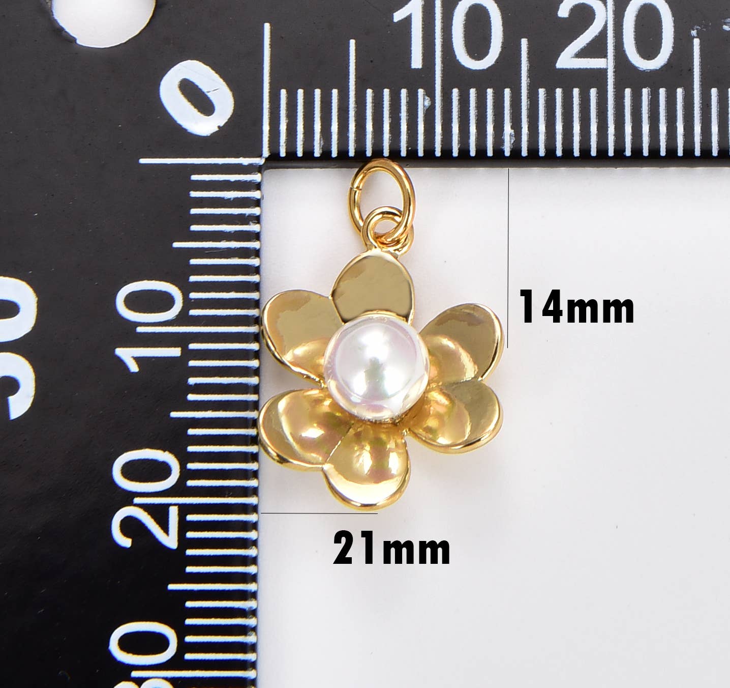 Gold Filled Minimalistic Pearl Flower Charm