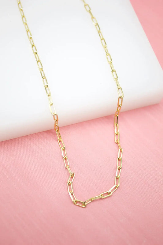 18K Gold Filled 3mm PaperClip Chain 16 inches