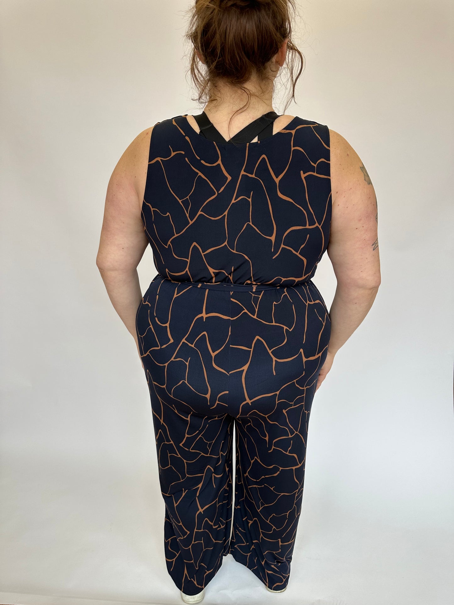 Stephanie Sleeveless Wrap Wide Leg Jumpsuit in Plus