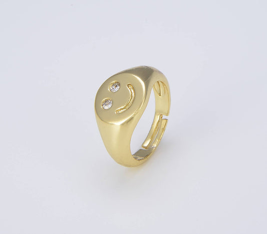 Gold Filled Smiley Face Adjustable Ring