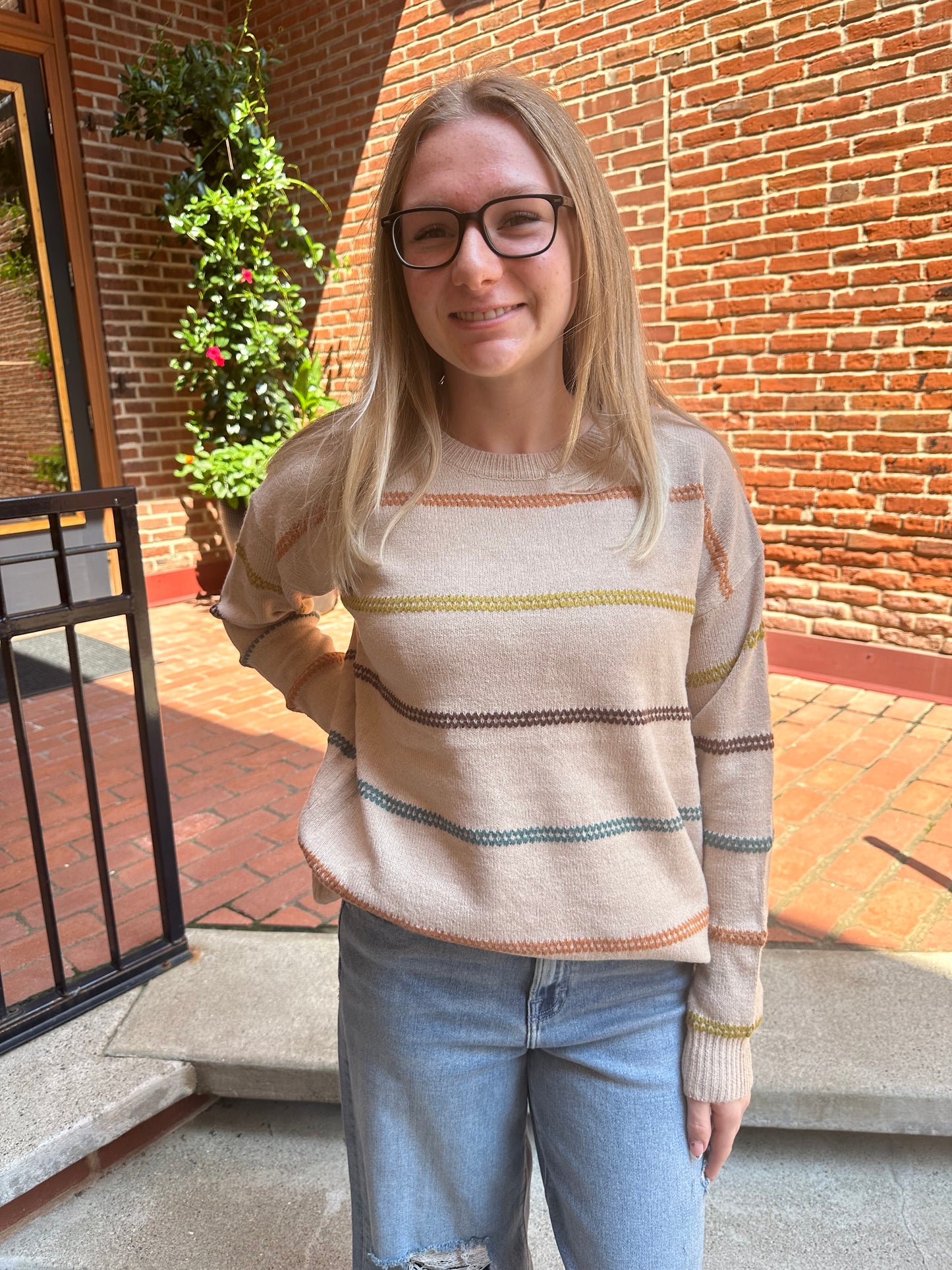 Harley Colorful Sweater in Tan