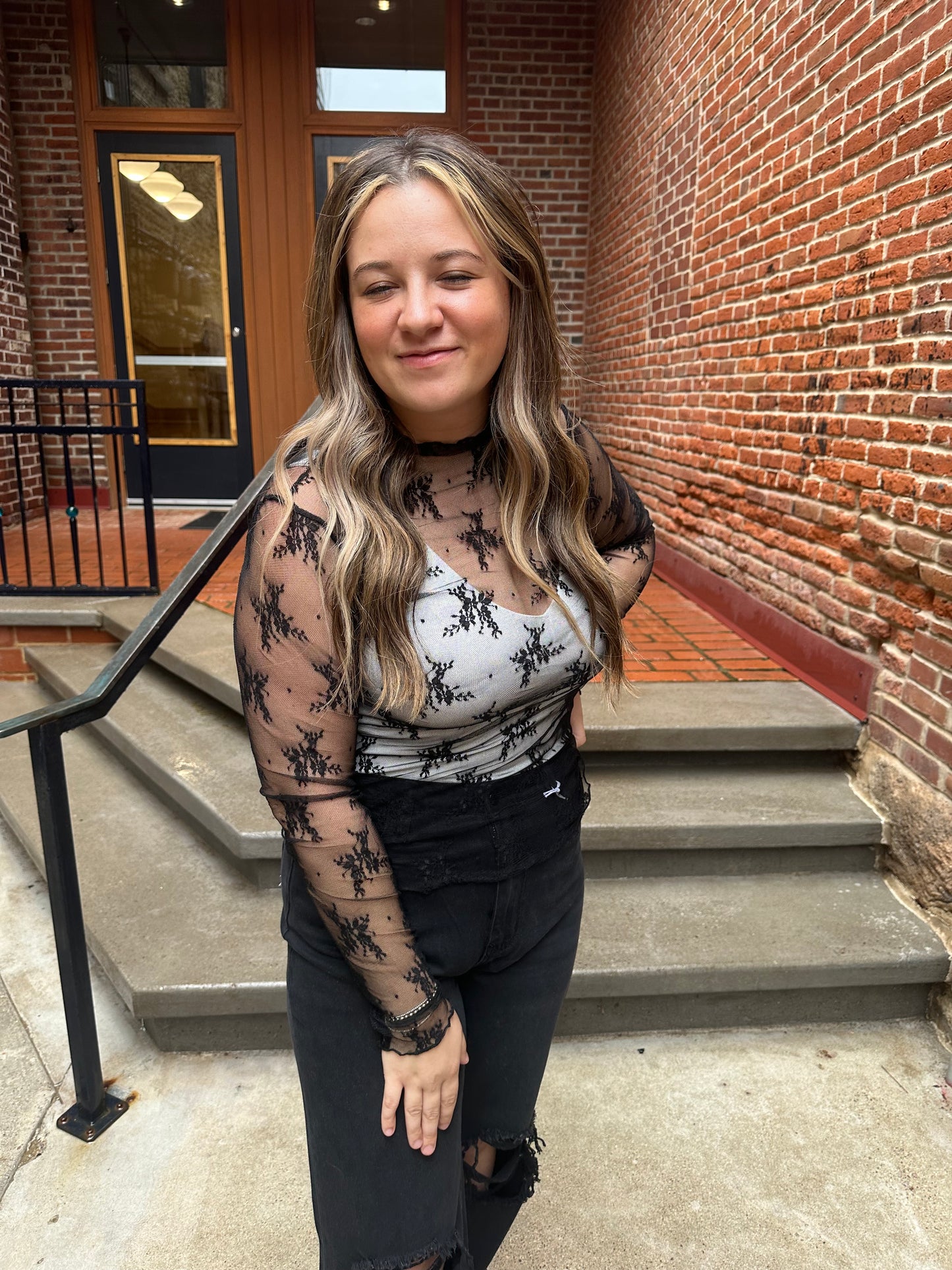Samantha Lace Long Sleeve in Black