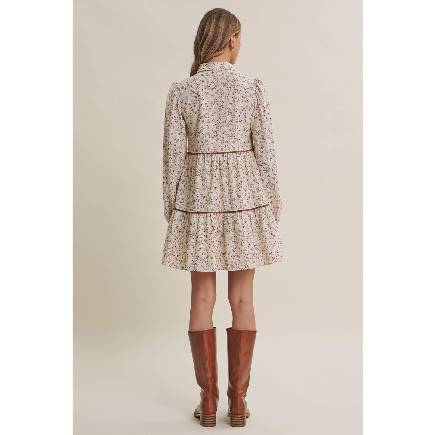 Autumn Bloom Floral Babydoll Mini Dress