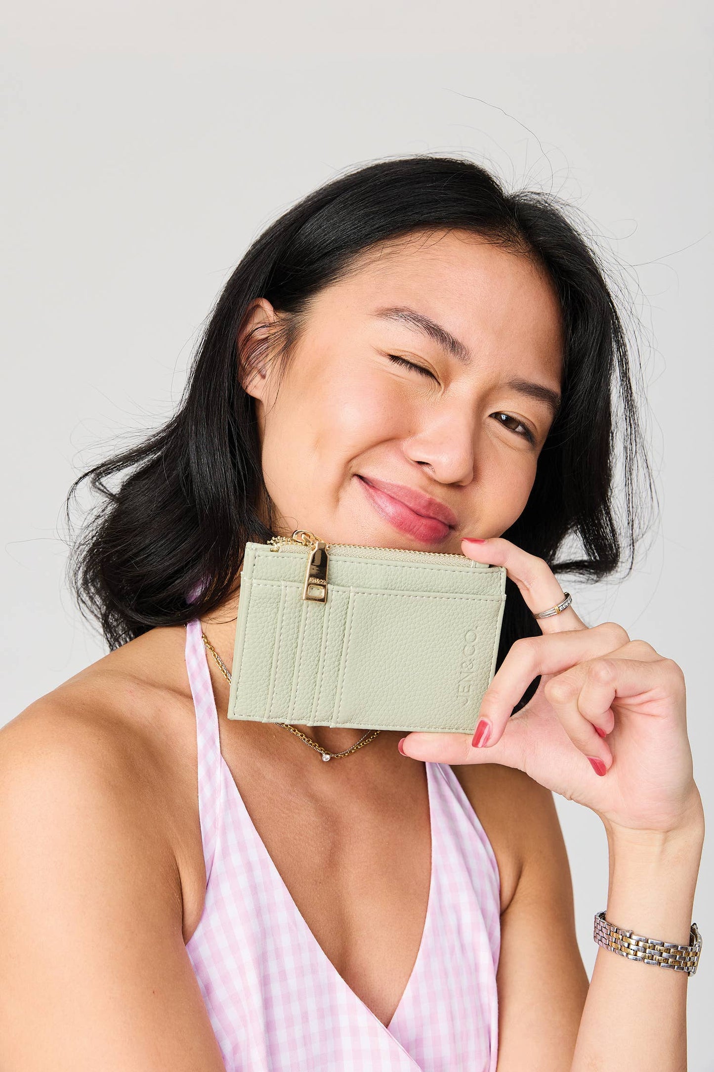 Sia Printed Card Holder Wallet in Brown