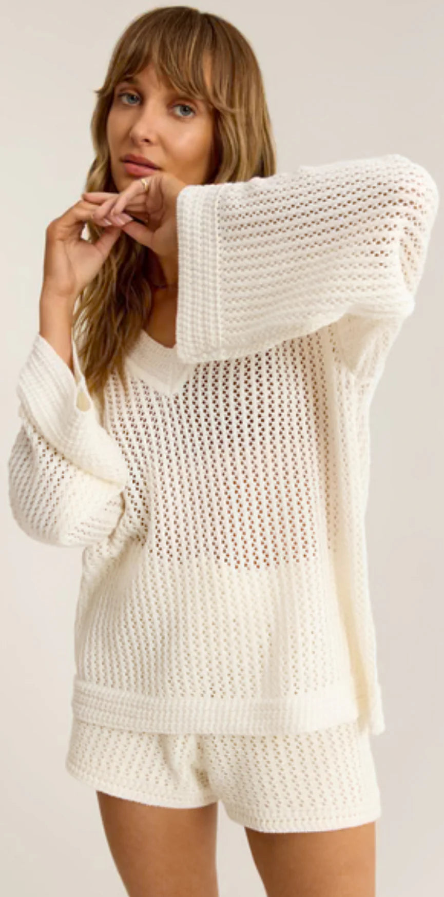 Kiami Crochet Sweater in White Z Supply