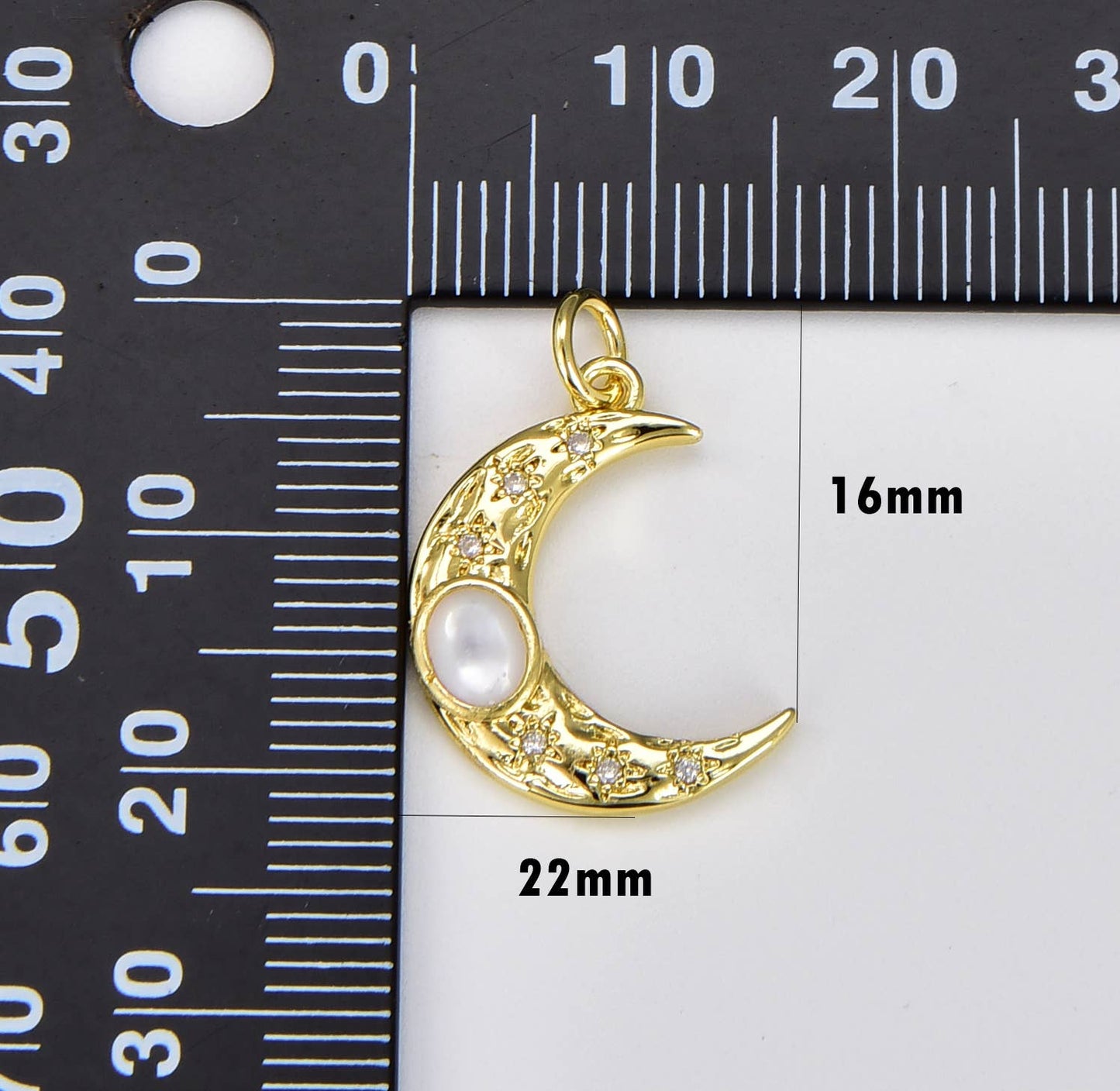 Freshwater Pearl Crescent Moon Charm in Gold Filled