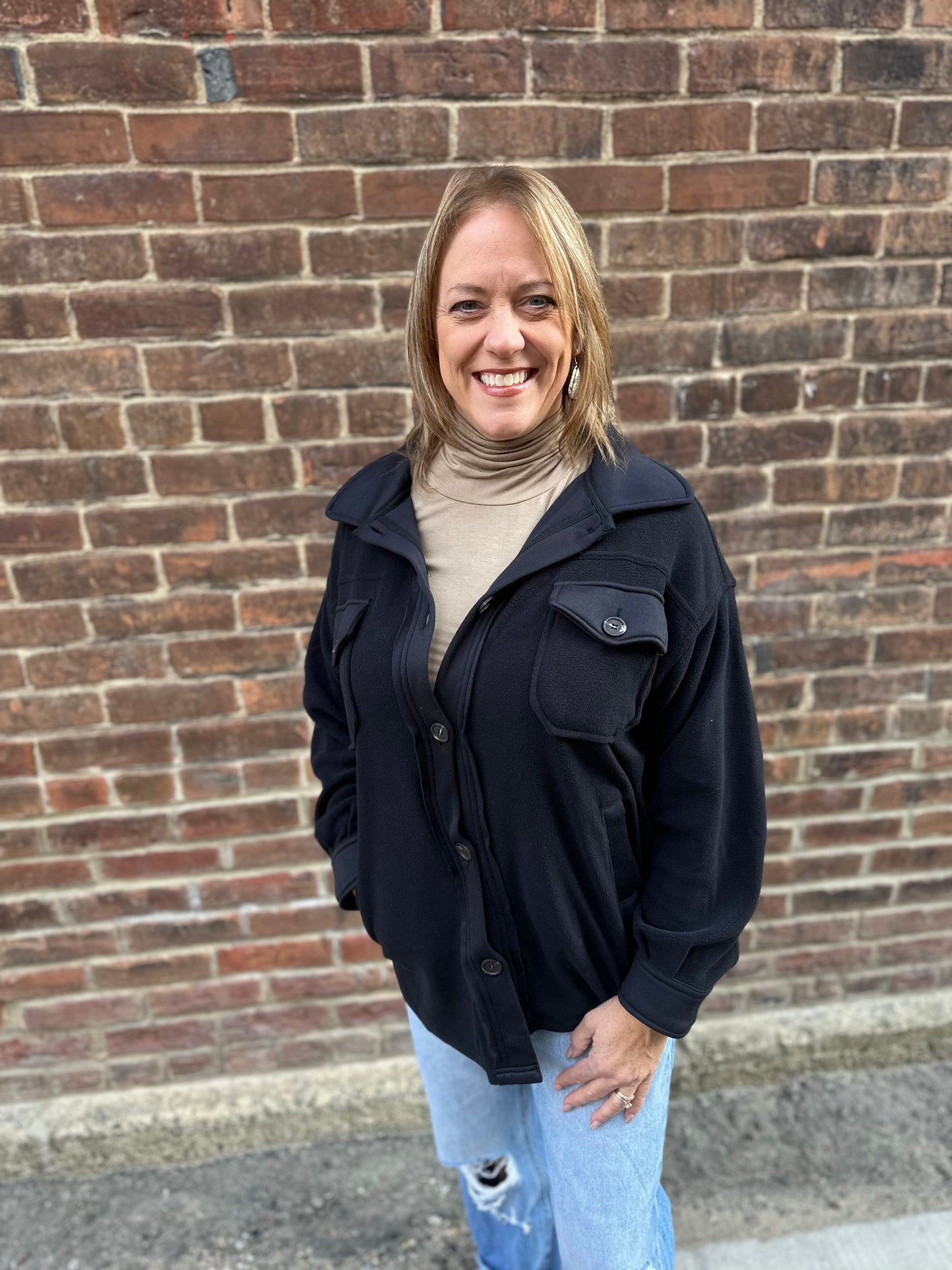 Addison Black Fleece Shacket