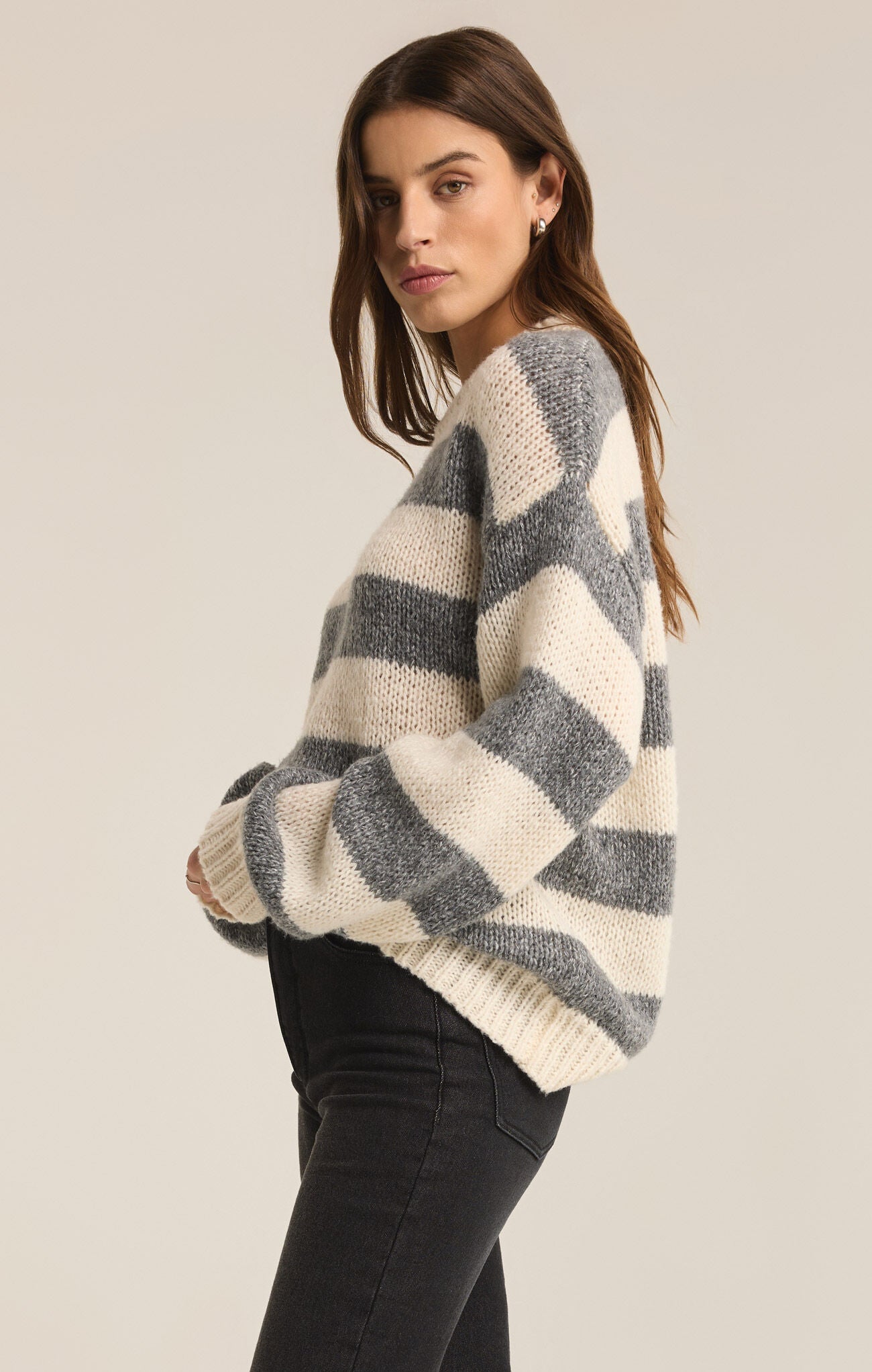 Anders Stripe Sweater in Grey