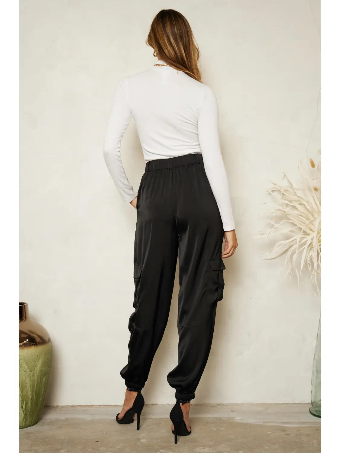 Keanna High Waisted Satin Utility Trousers