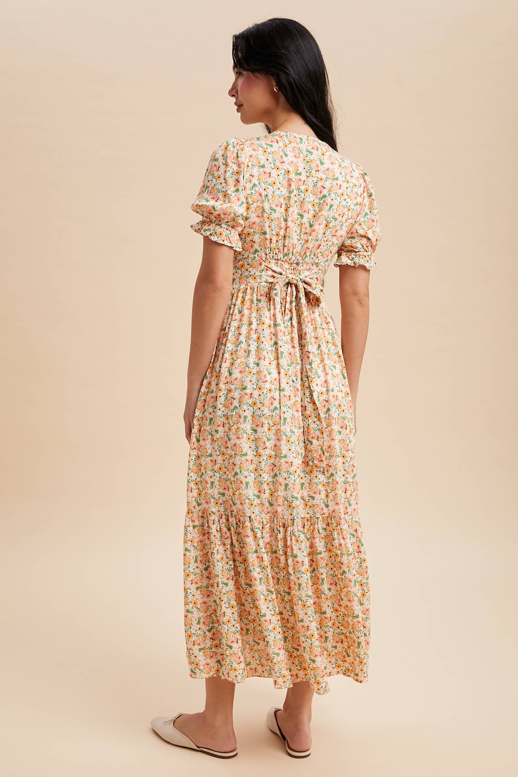 Amanda Floral Button Down Maxi Dress in Peony
