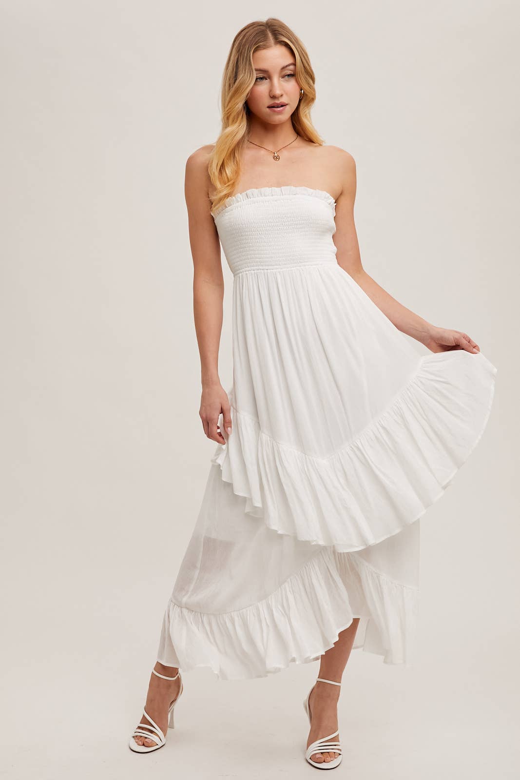 Alicia Smocked Strapless Tiered Dress