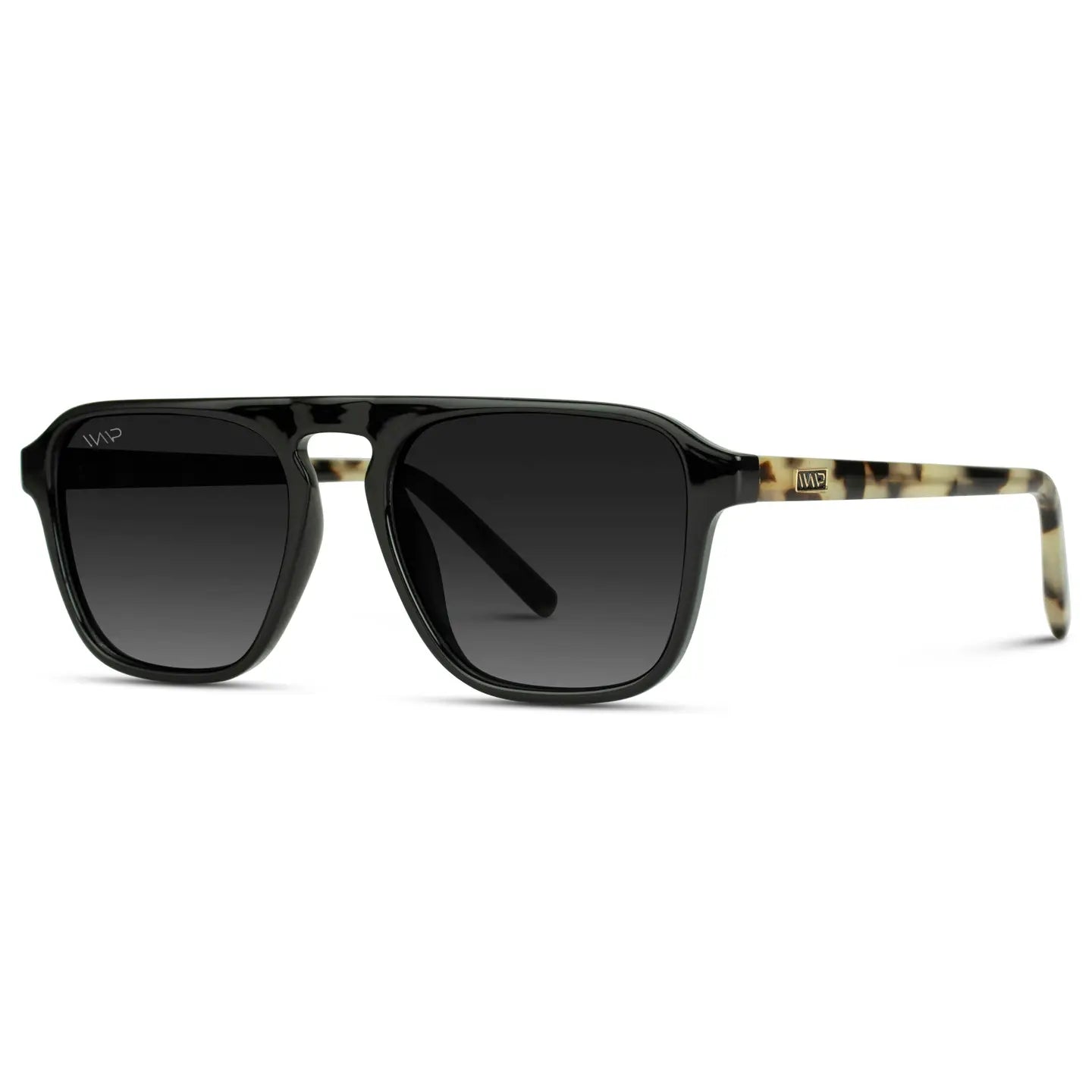 Emerson Modern Polarized Aviator in Crystal Black Beige Tortoise / Black Lens