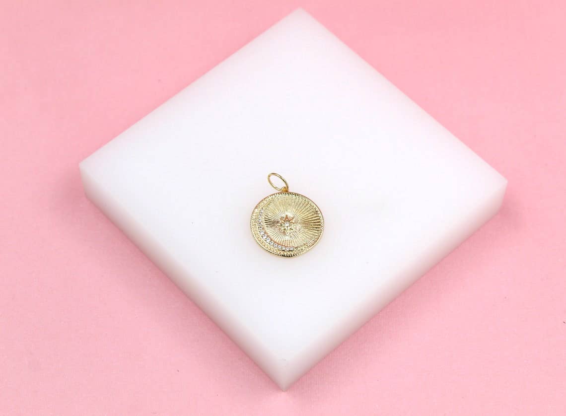 Crescent Moon Star in Gold