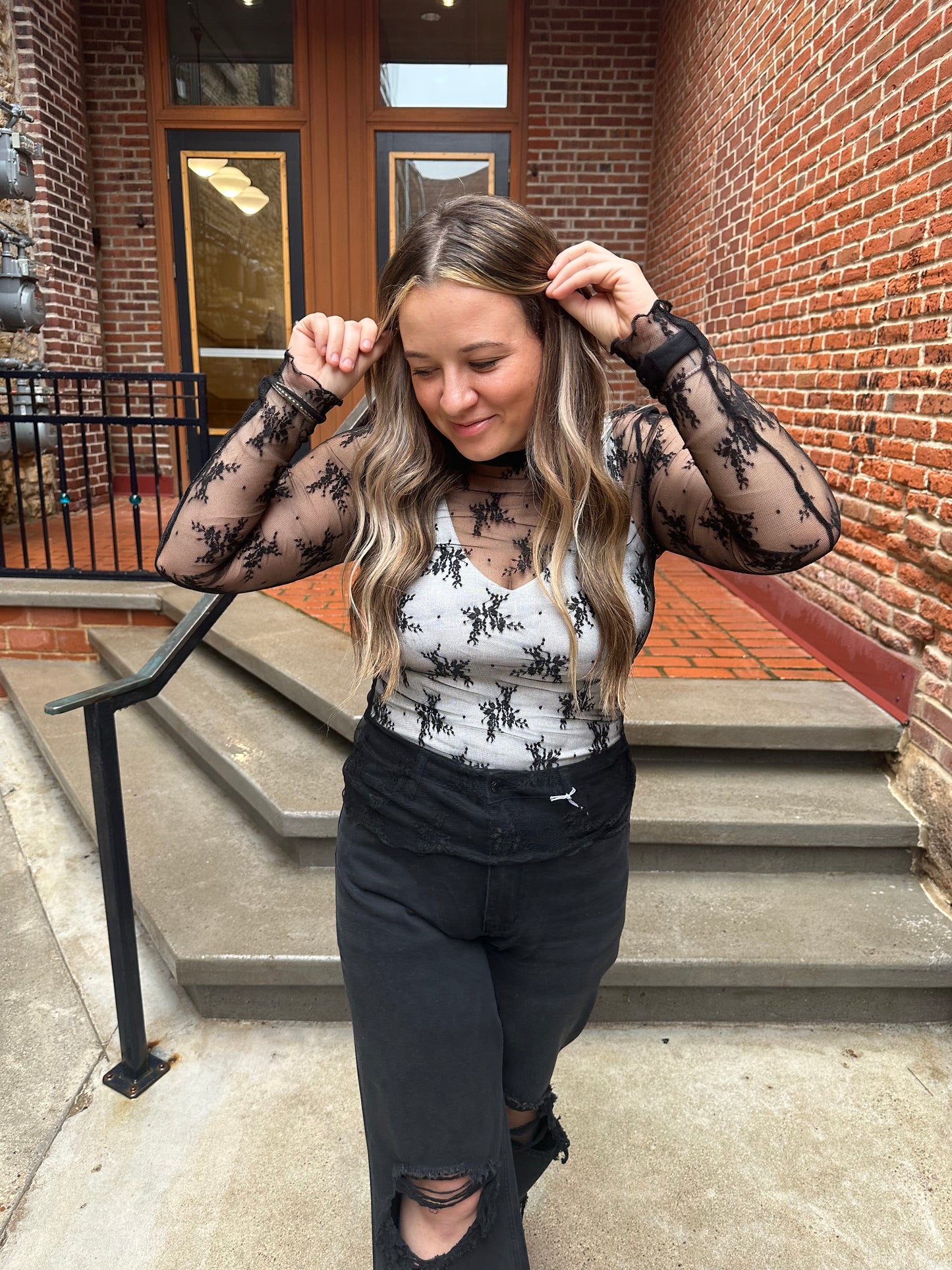 Samantha Lace Long Sleeve in Black