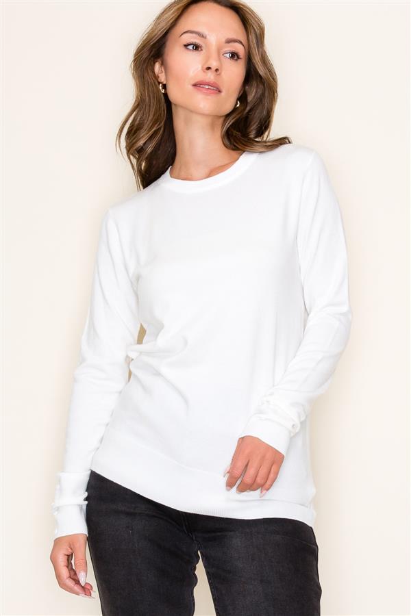 Lucy Crewneck Long Sleeve in Ivory