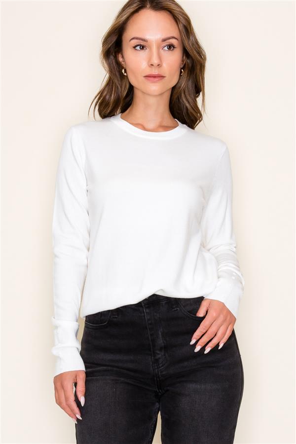 Lucy Crewneck Long Sleeve in Ivory