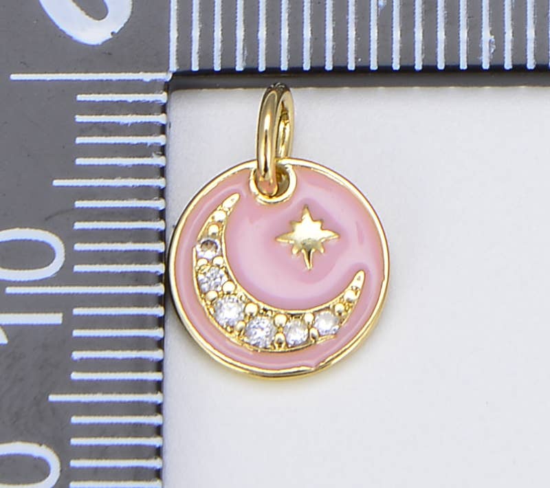 Pink Enamel Celestial Dainty Charm