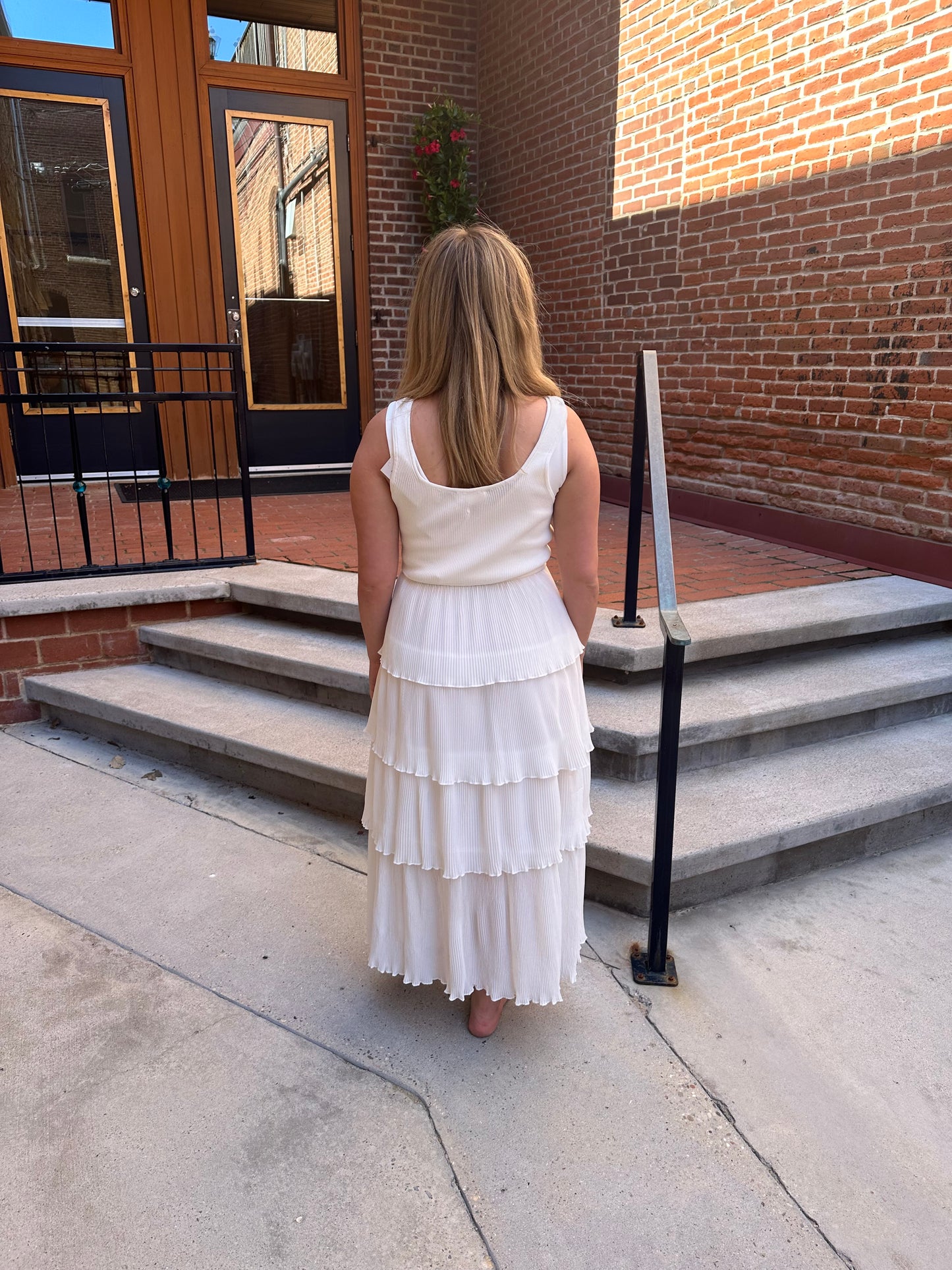 Madison Pleated Dress in White