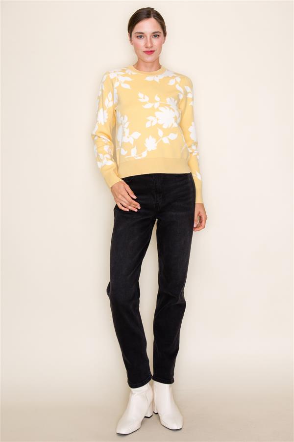 Lindsay Floral Sweater in Yellow