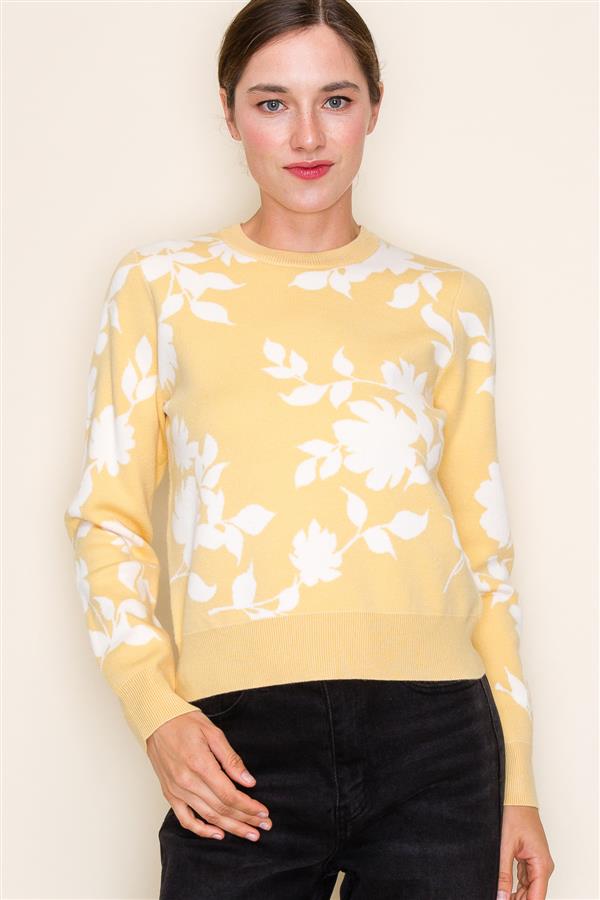 Lindsay Floral Sweater in Yellow