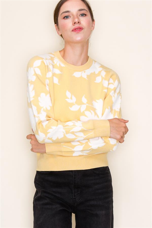 Lindsay Floral Sweater in Yellow
