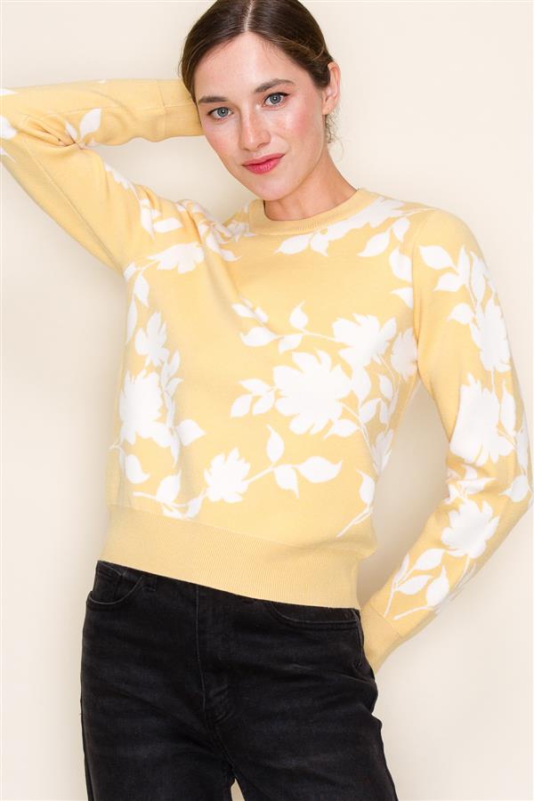 Lindsay Floral Sweater in Yellow