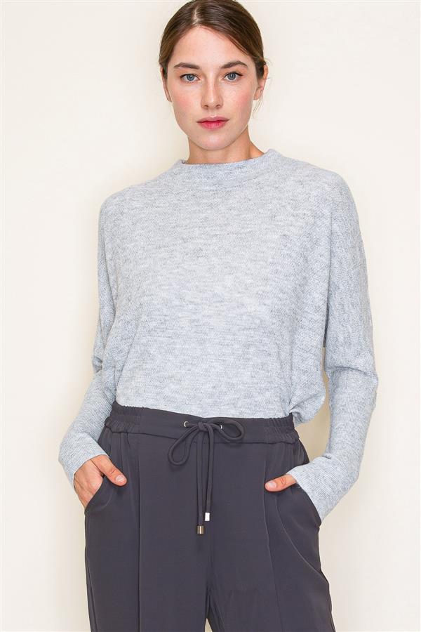 Hadley Mini Waffle Sweater In Heather Grey