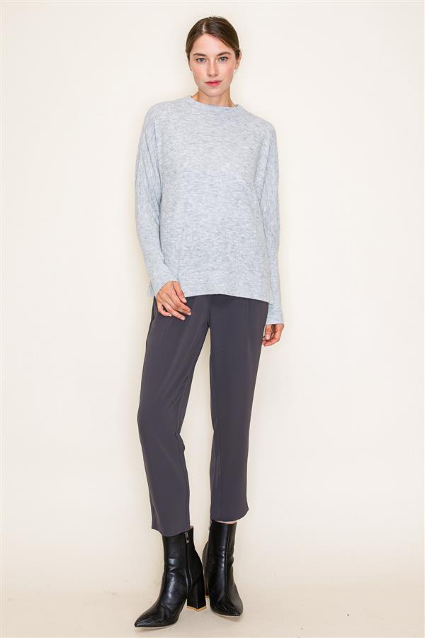 Hadley Mini Waffle Sweater In Heather Grey