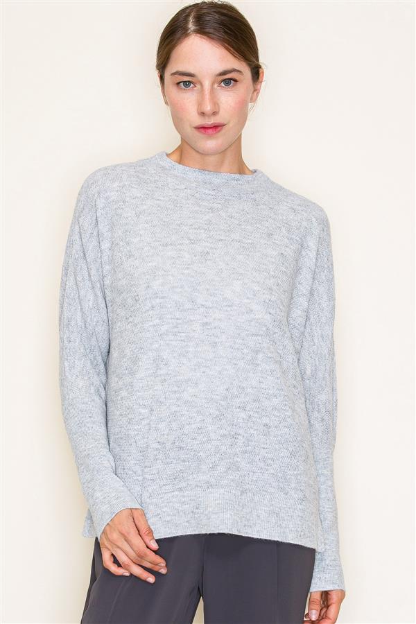 Hadley Mini Waffle Sweater In Heather Grey