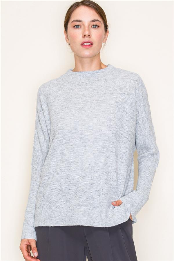 Hadley Mini Waffle Sweater In Heather Grey