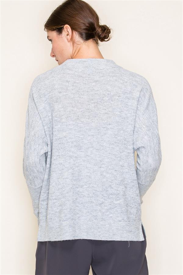 Hadley Mini Waffle Sweater In Heather Grey