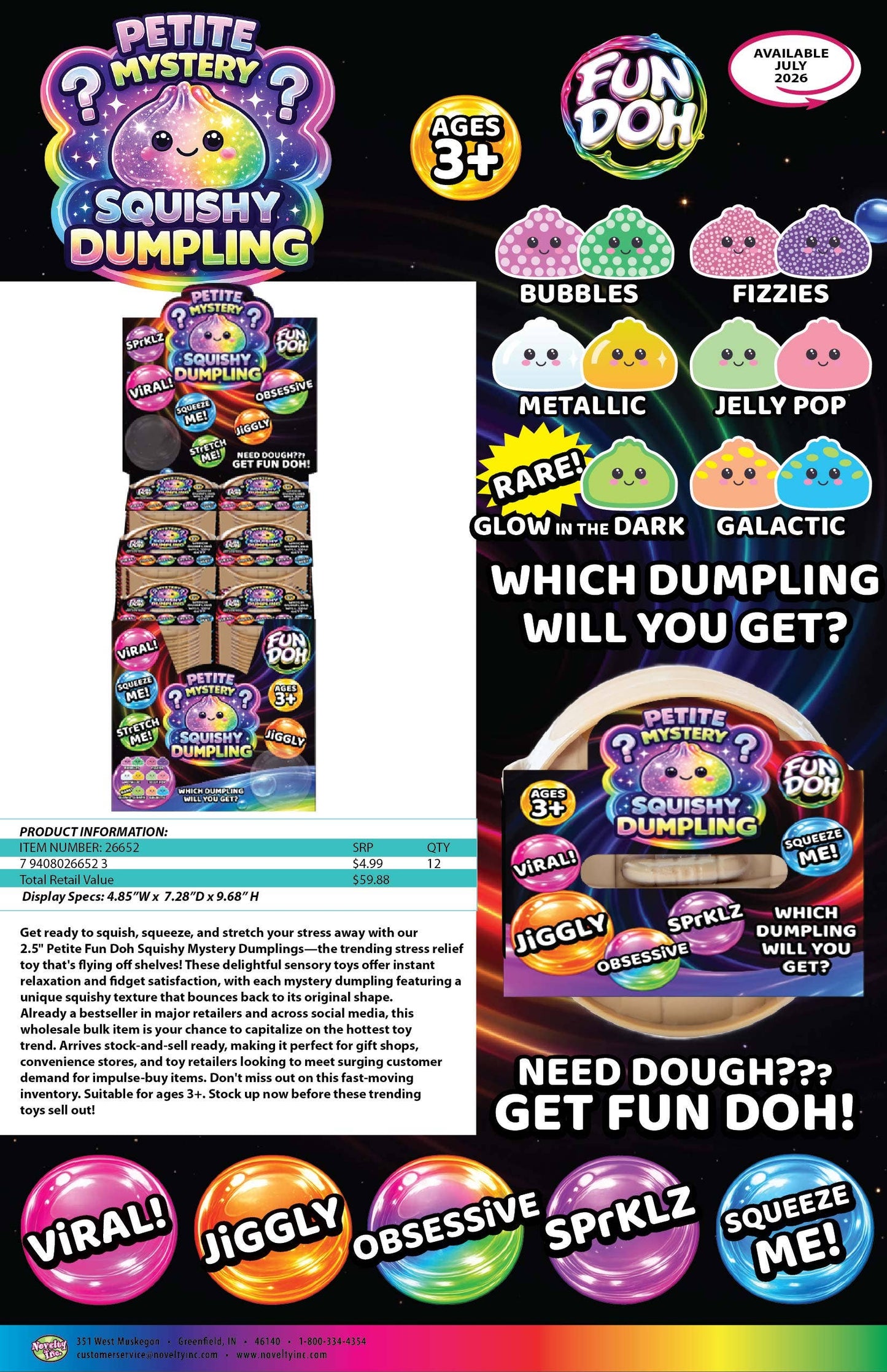 Fun Doh Squishy Mystery Mini Petite 2.5" Dumpling