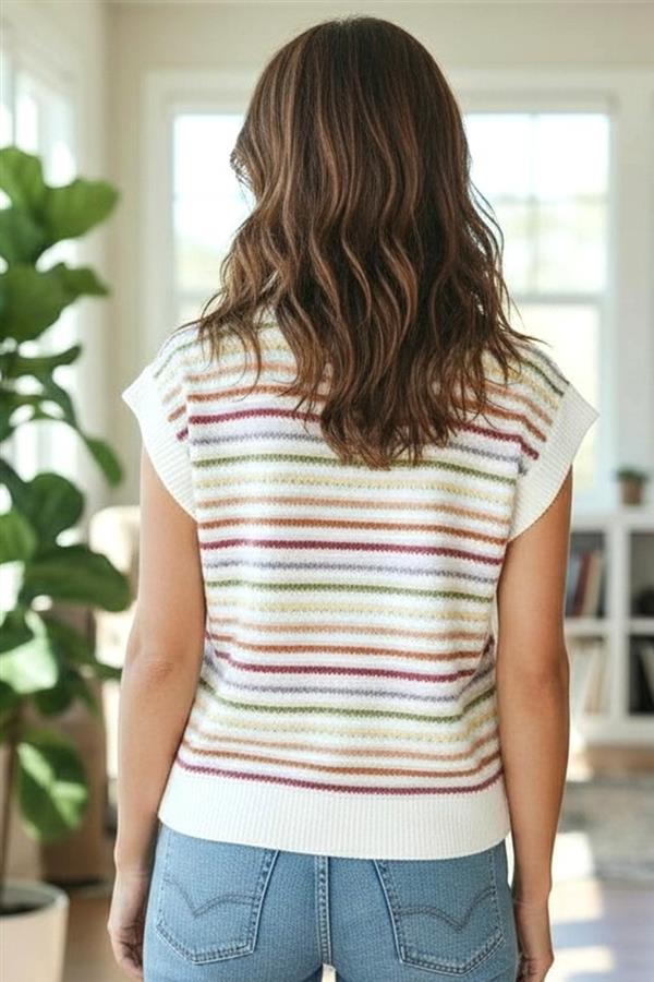 Lynnie Colored Open Knit Sweater Vest