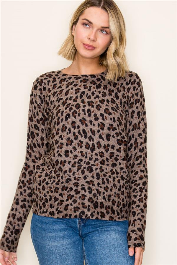 Mia Leopard Sweater in Mocha