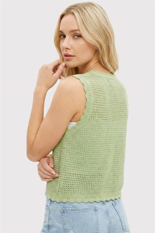 Gema Green Knitted Tie Tank