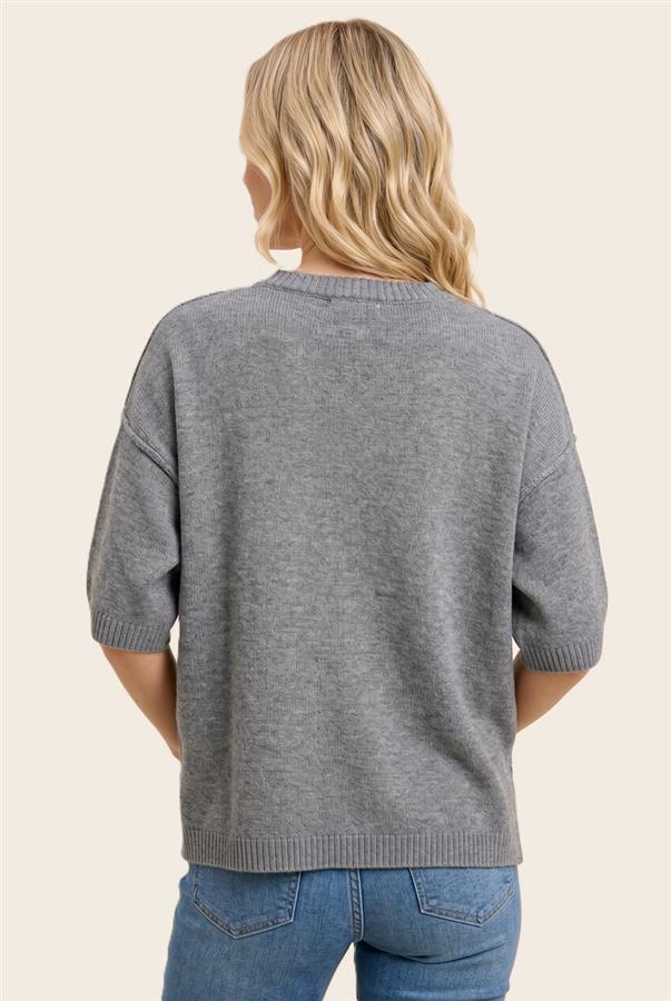 Lucy Raw Edge Grey Sweater