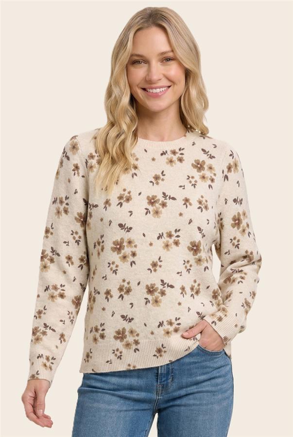 Kelly Floral Sweater in Taupe