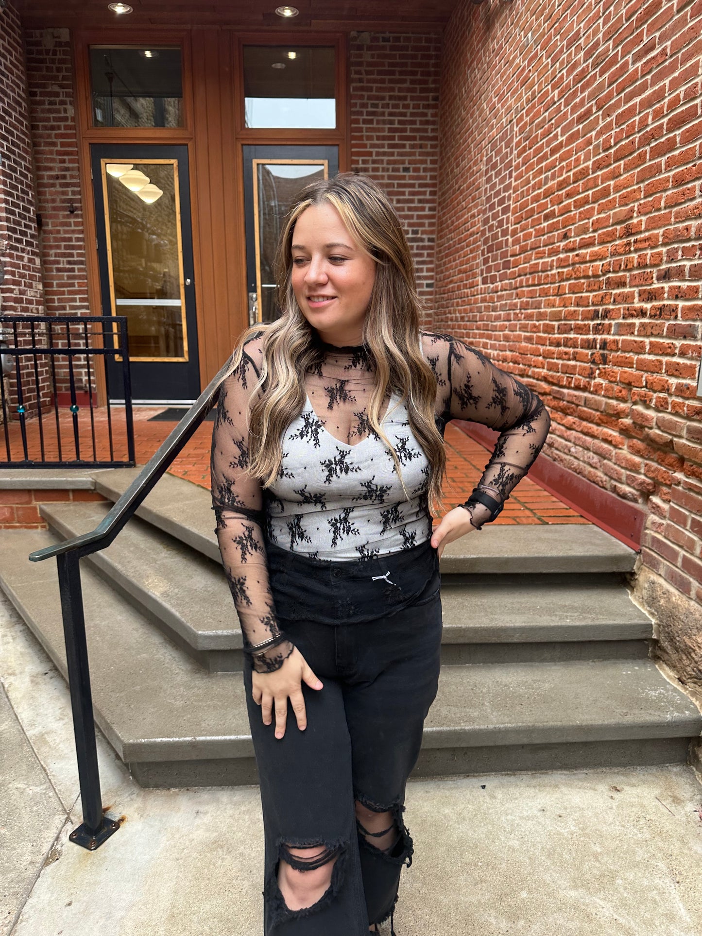 Samantha Lace Long Sleeve in Black