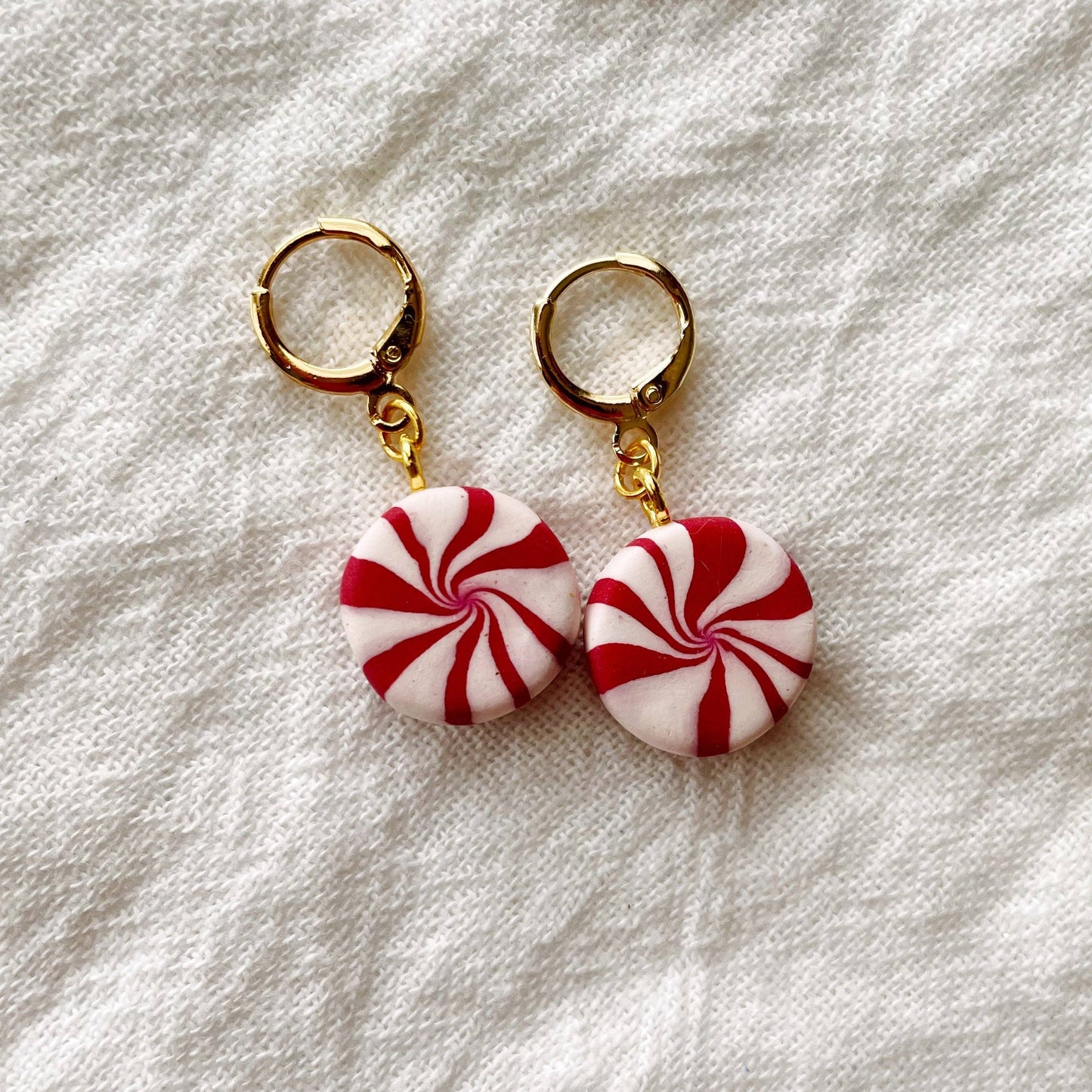 Peppermint Dangles | Polymer Clay Christmas Earrings: Red