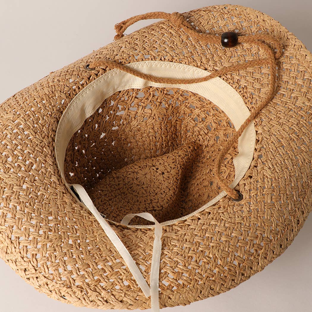 Natural Material Straw Panama Adjustable Sun Hat in Brown