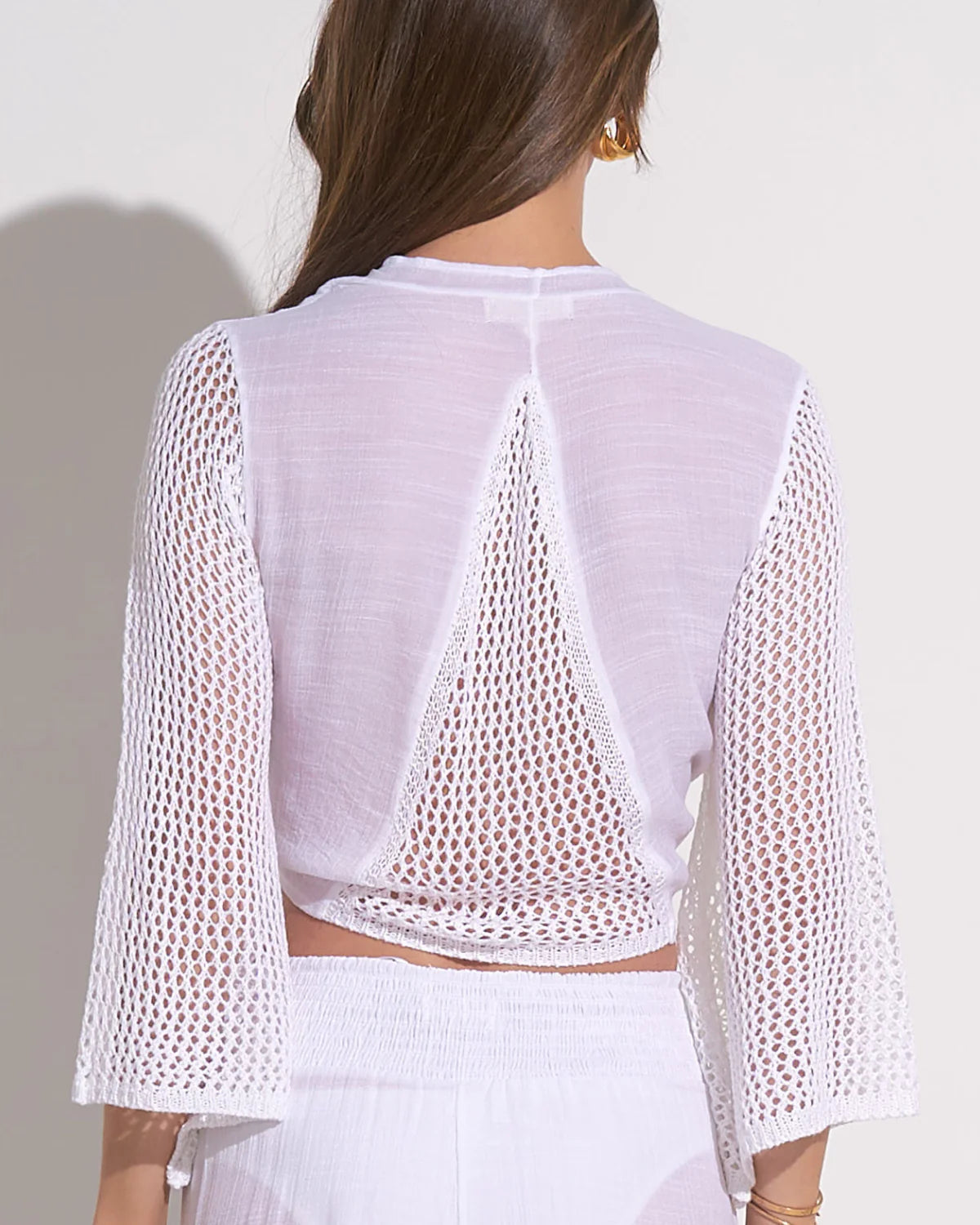 Megan Crochet Tie Front Top in White