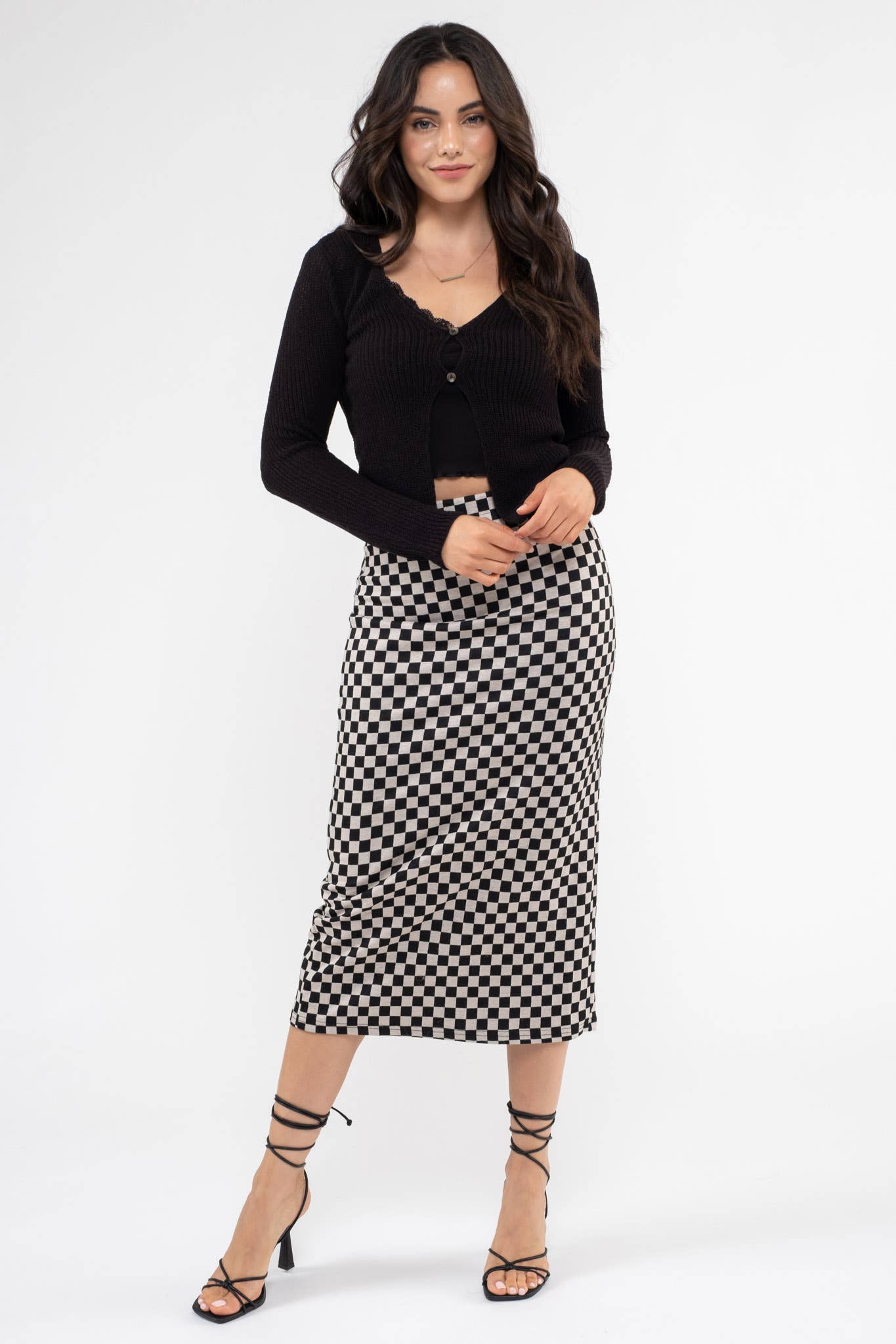 Madigan Double Button Knit Cardigan in Black