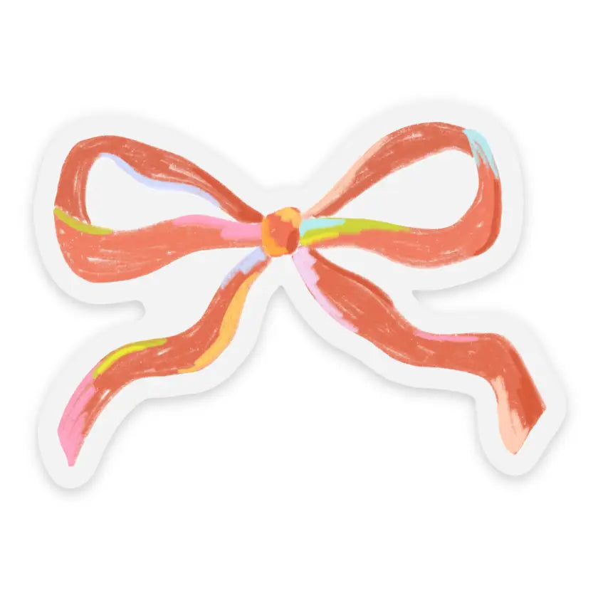 Clear Dark Red Bow Sticker, 2.6x1.88in.